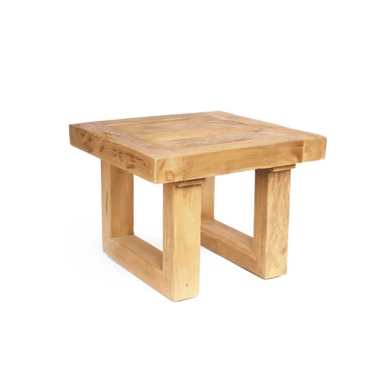 Hauteur moyenne, table d’appoint en teck récupéré naturelle en bois carré