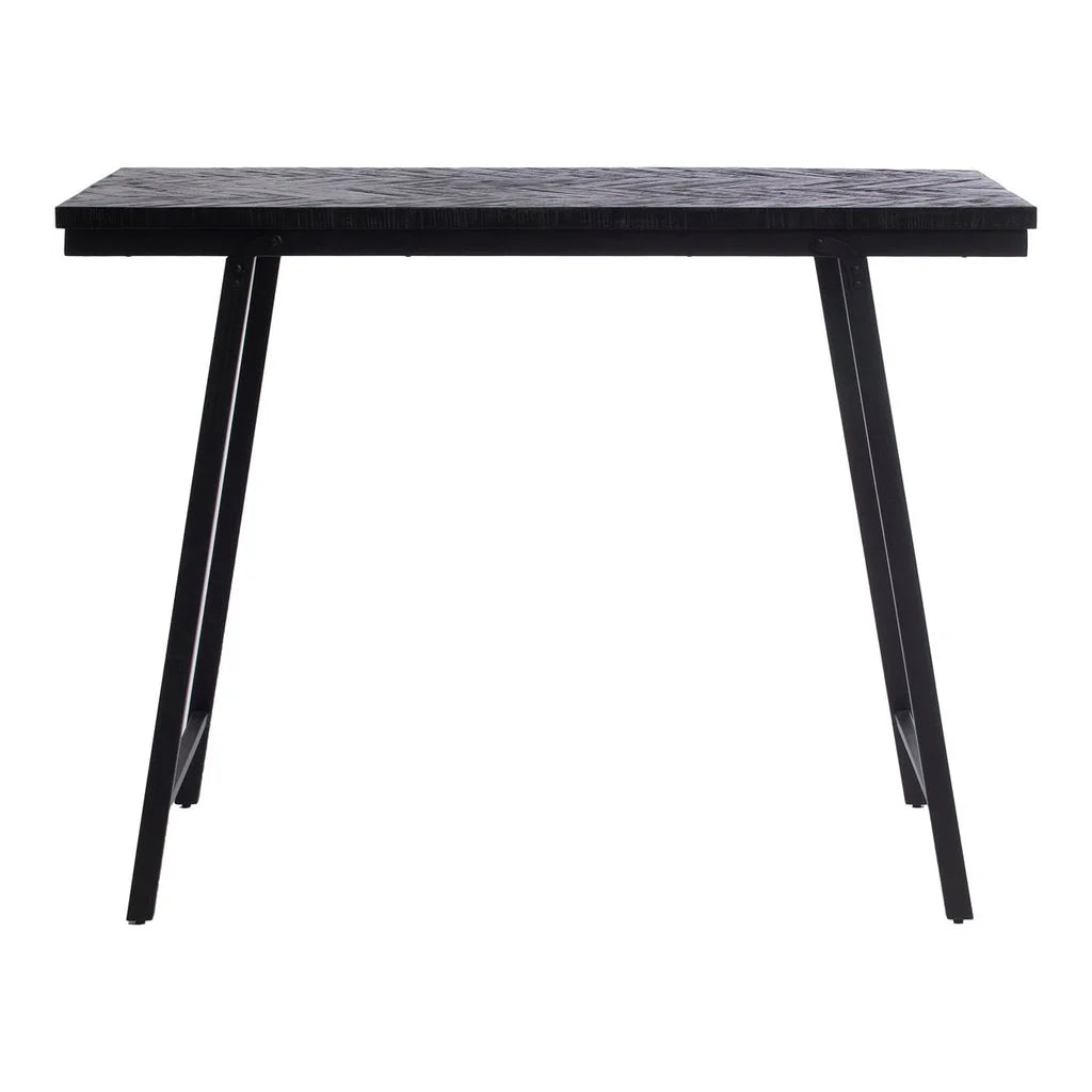 Table haute rectangulaire noire avec pieds en métal pour La table haute à chevrons