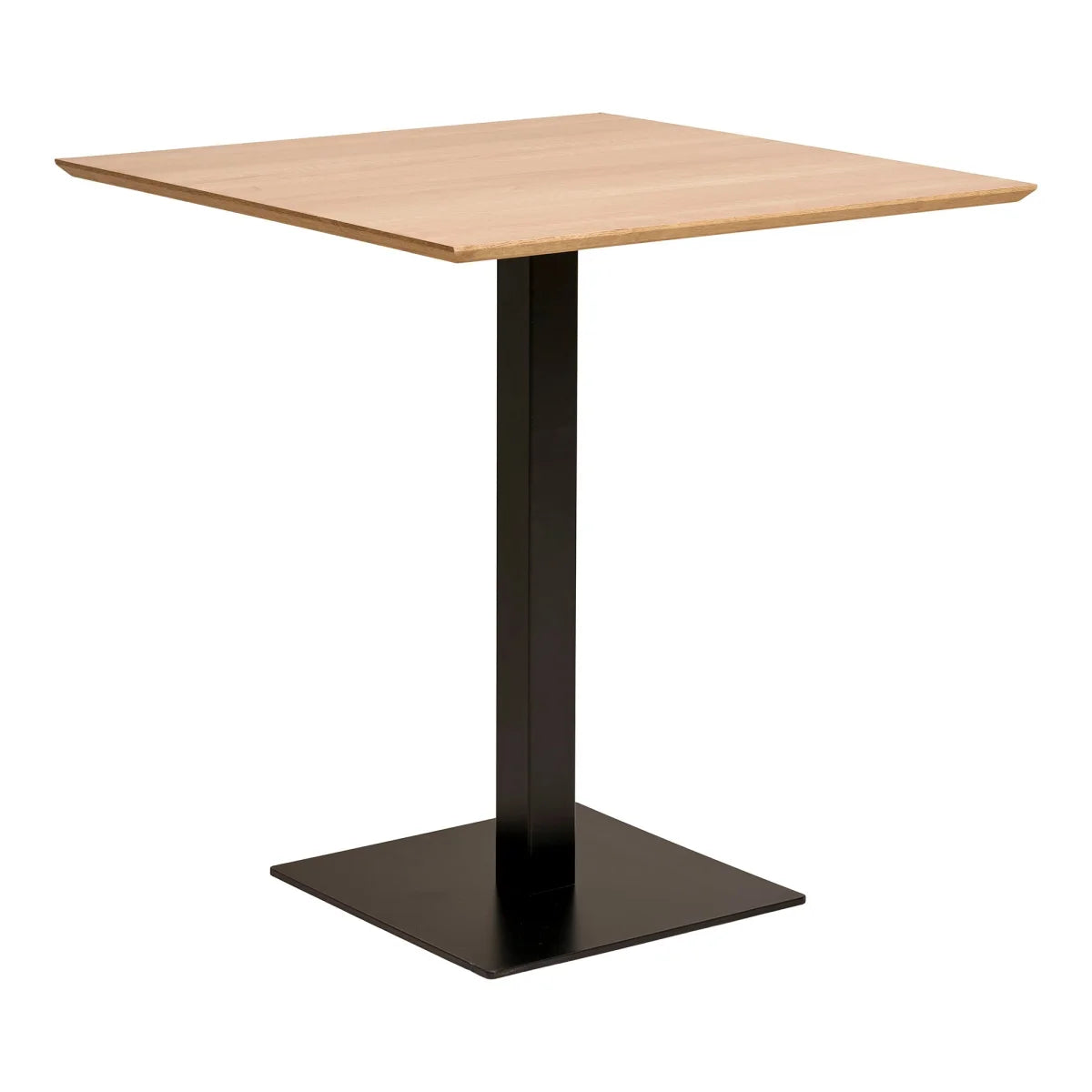 Table carrée en bois naturel et métal noir pour salon 70x70 cm