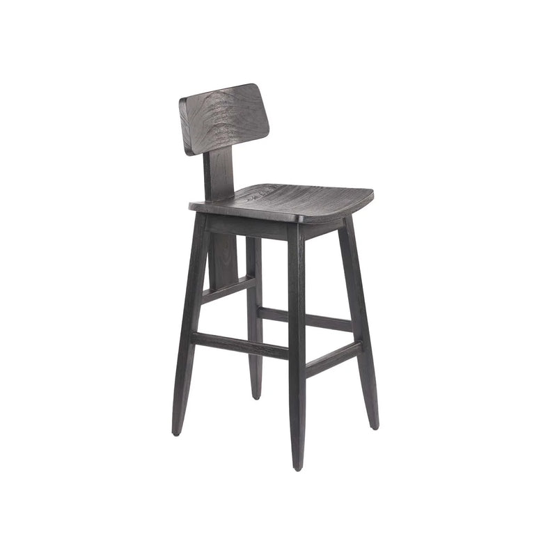 Tabouret de bar en bois noir élégant de 109 cm avec dossier robust