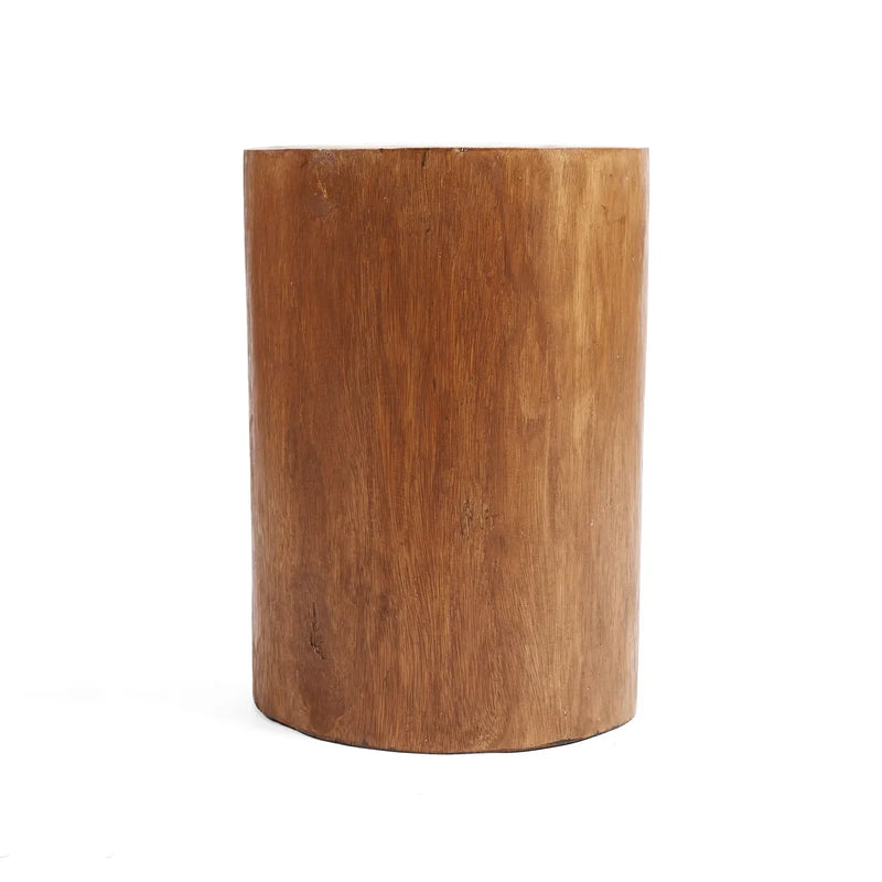 Tabouret en bois massif de Mungur 40 cm naturel, siège cylindrique en bois