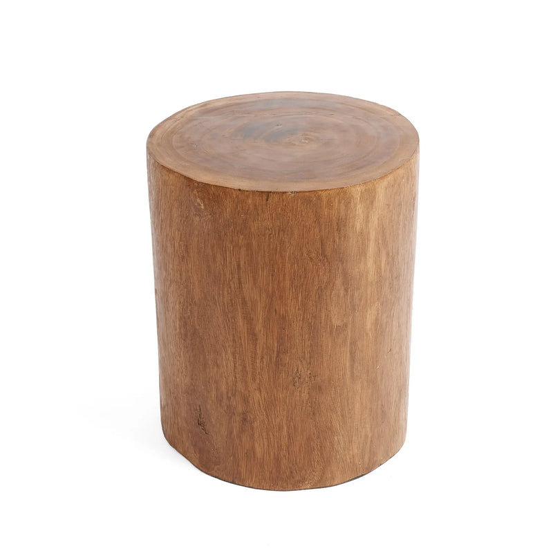 Tabouret en bois massif de Mungur 40 cm naturel, assise cylindrique robuste