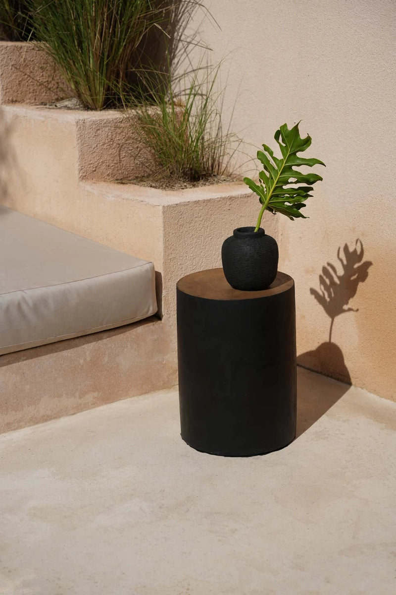 Tabouret en bois de Mungurr noir naturel 40 cm