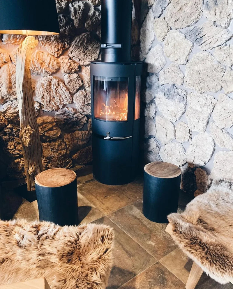 Tabouret en bois de Mungurr noir naturel 40 cm
