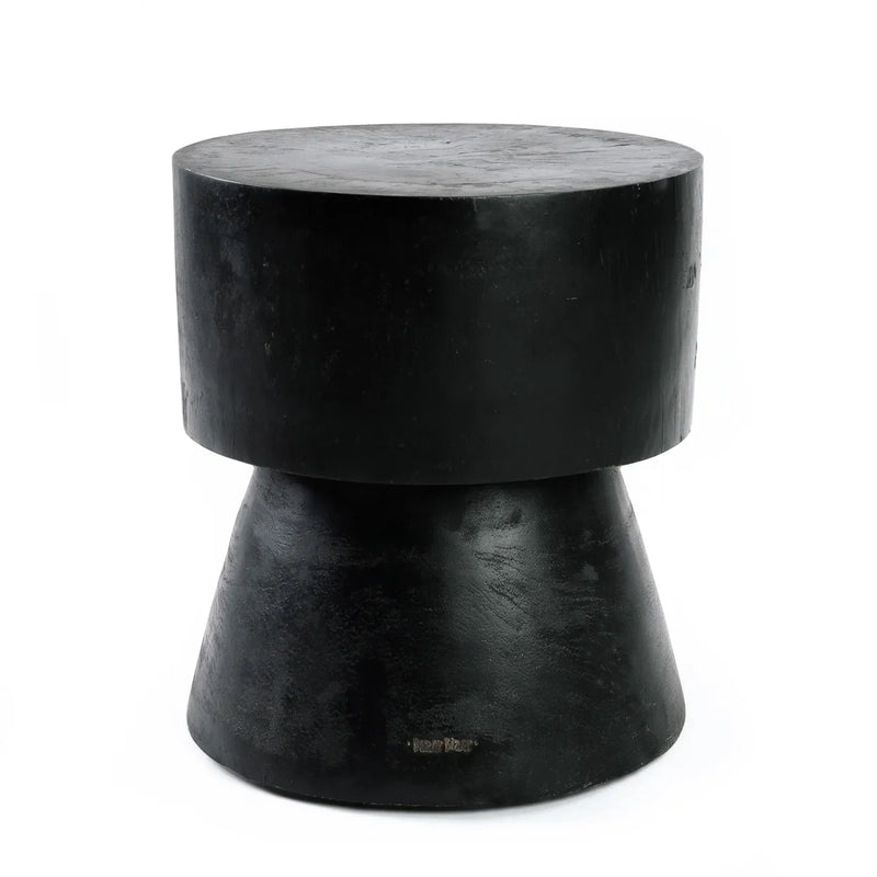 Tabouret en bois de suar noir 45 cm design épuré