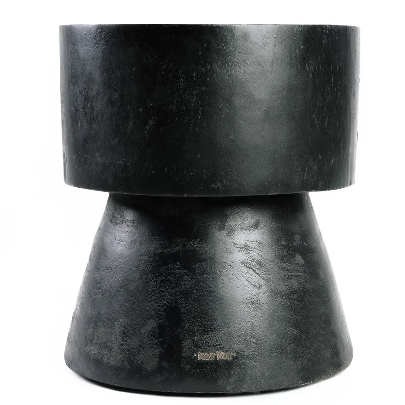 Tabouret en bois de suar noir 45 cm design épuré