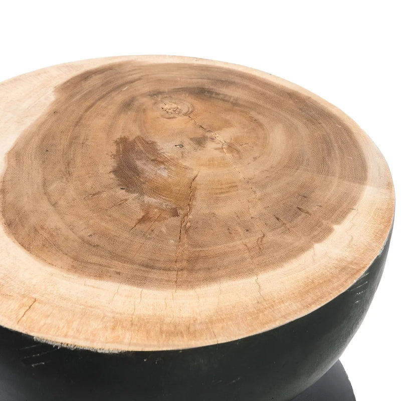 Tabouret en bois de suar noir naturel 40x40x50 cm