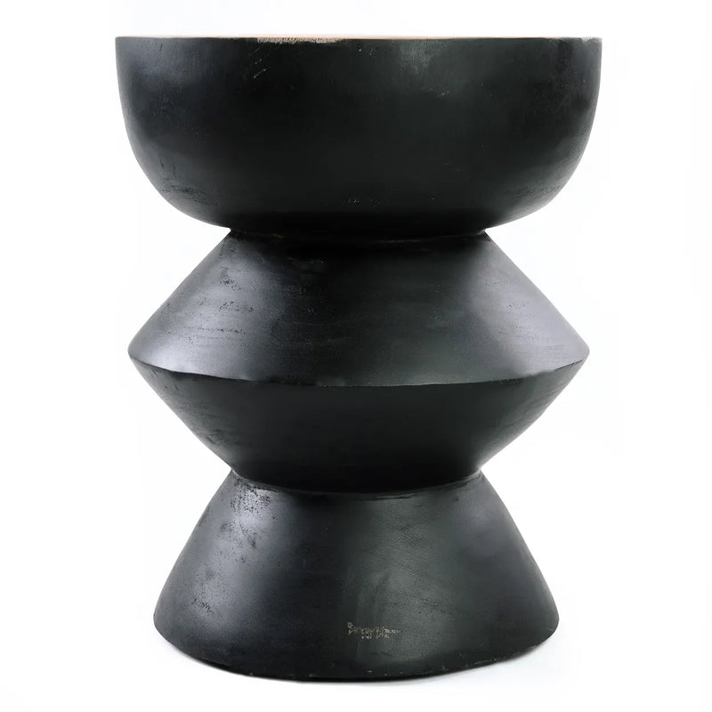 Tabouret en bois de suar noir naturel 40x40x50 cm