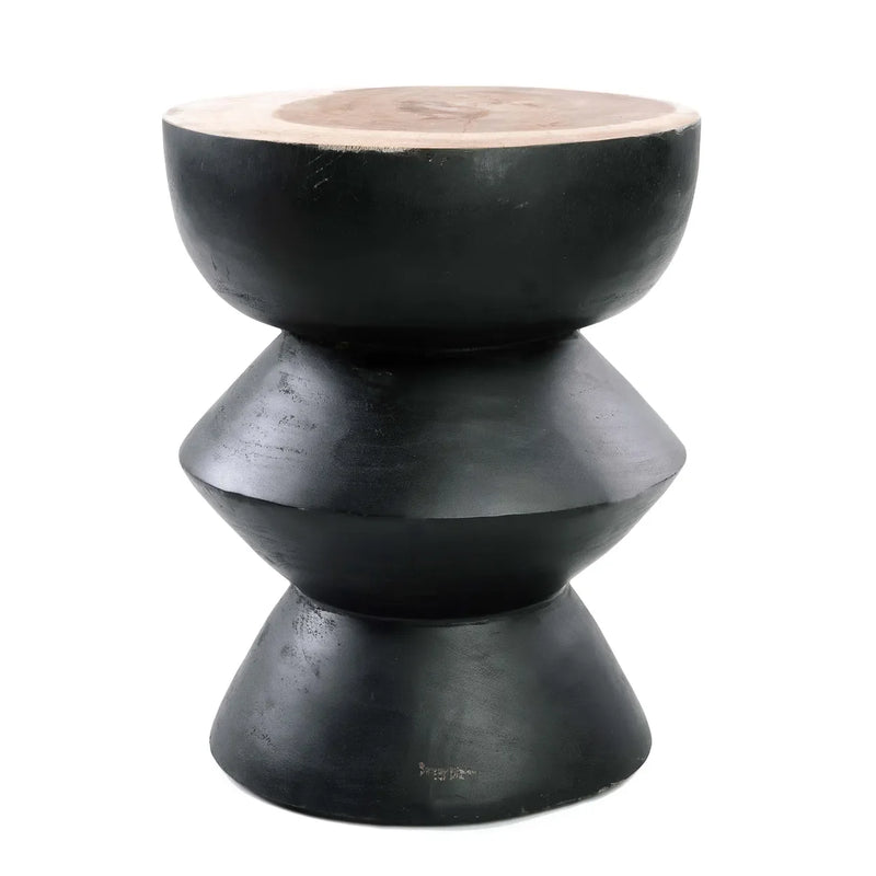 Tabouret en bois de suar noir naturel 40x40x50 cm