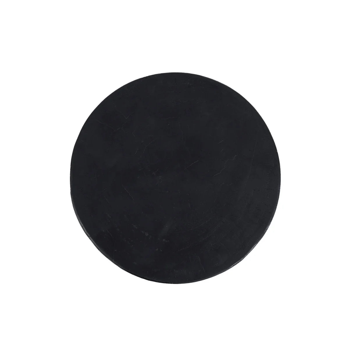 Tabouret cylindrique en bois de suar noir à finition lisse – H45 cm