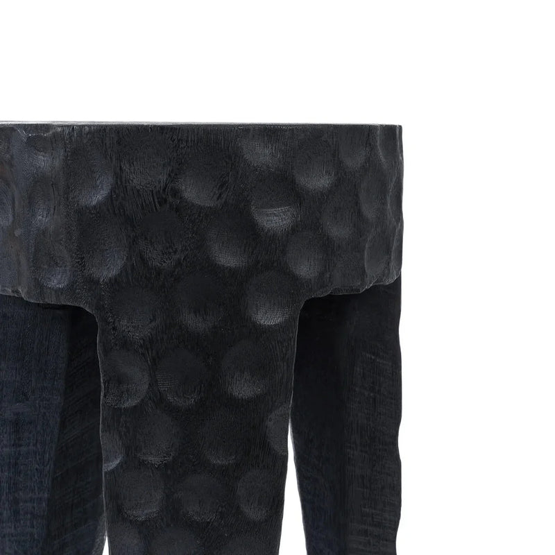 Tabouret Paramo Noir noir à trois pieds et texture texturée élégante