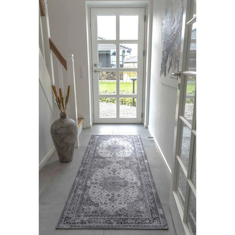 Tapis de couloir persan noir blanc 80x200 cm