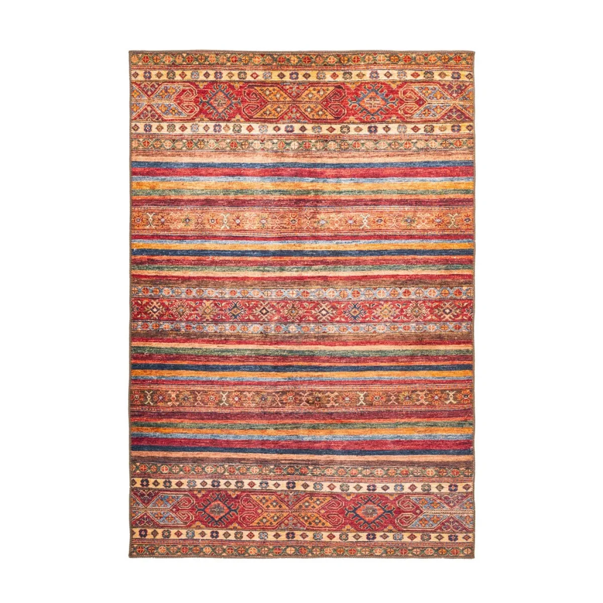 Tapis rectangulaire à rayures multicolores avec motifs complexes Faye 700 190cm x 290cm