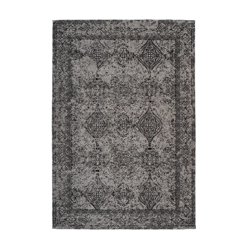 Tapis oriental rectangulaire gris anthracite effet vieilli