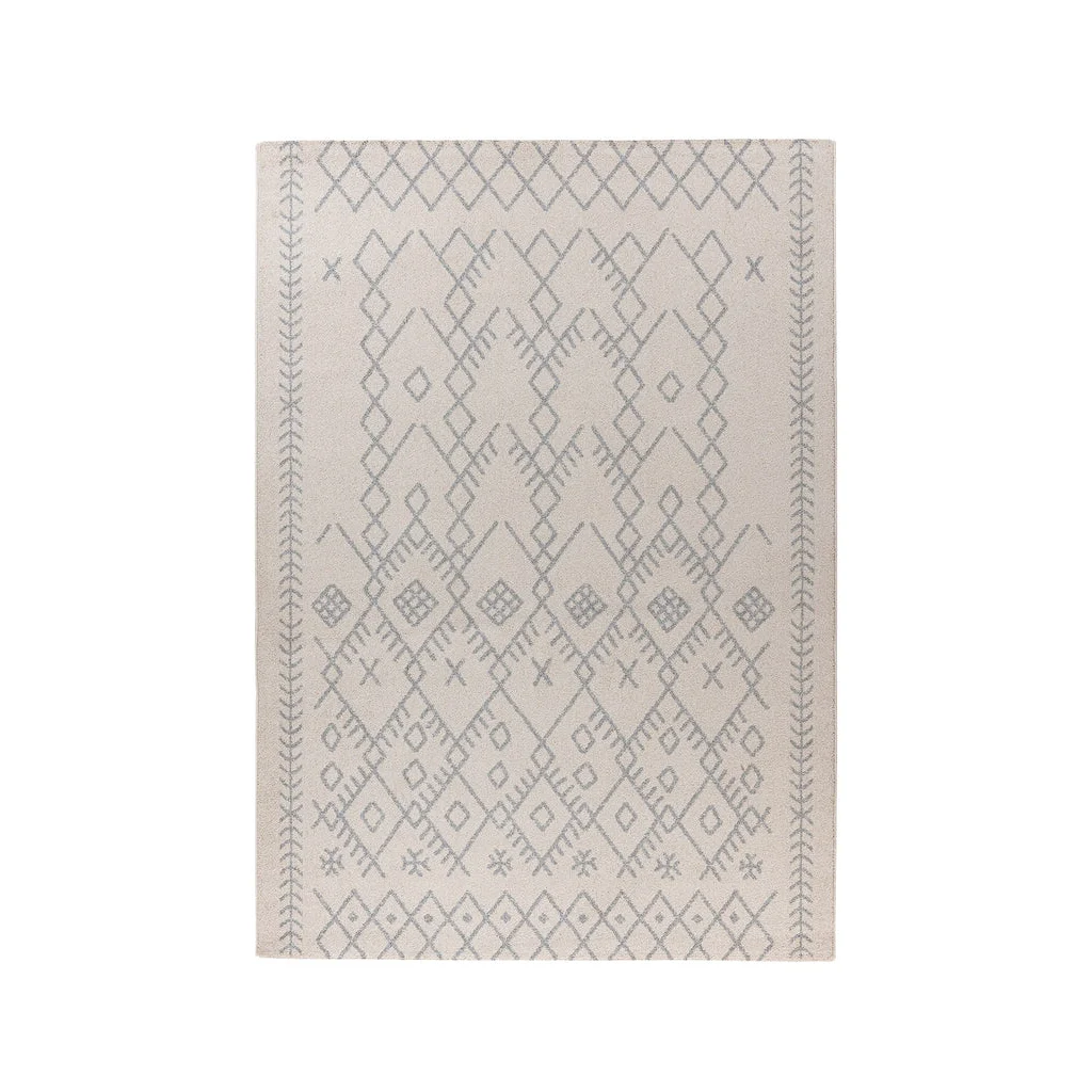 Tapis rectangulaire beige avec motifs géométriques modernes en gris clair 160x230 cm