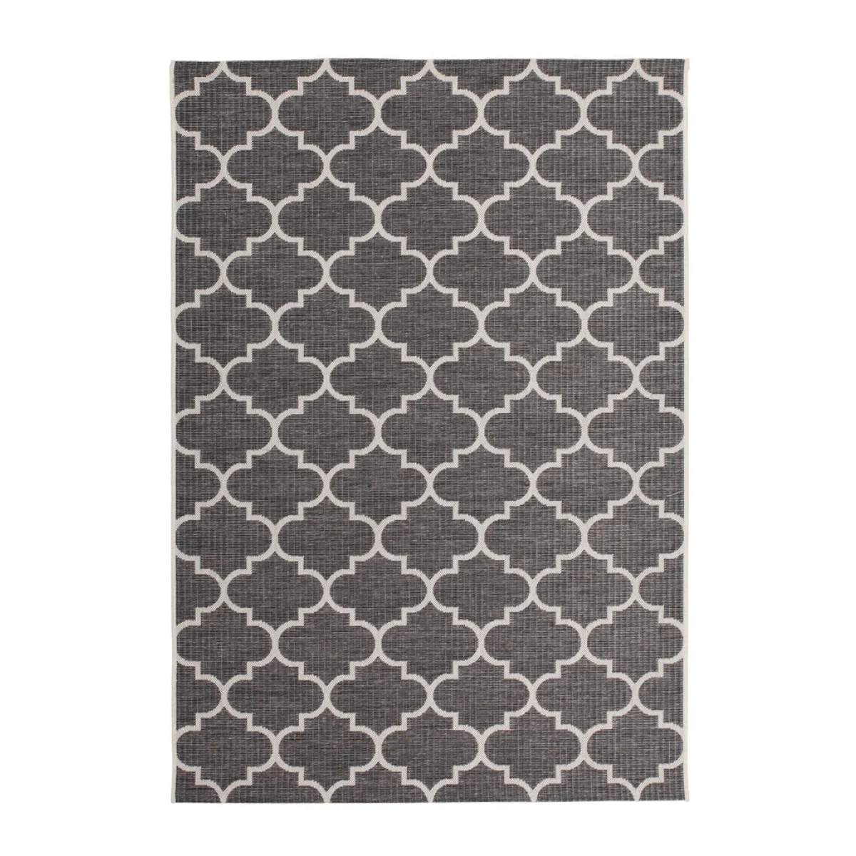 Tapis rectangulaire gris avec motif marocain blanc 80x230 cm