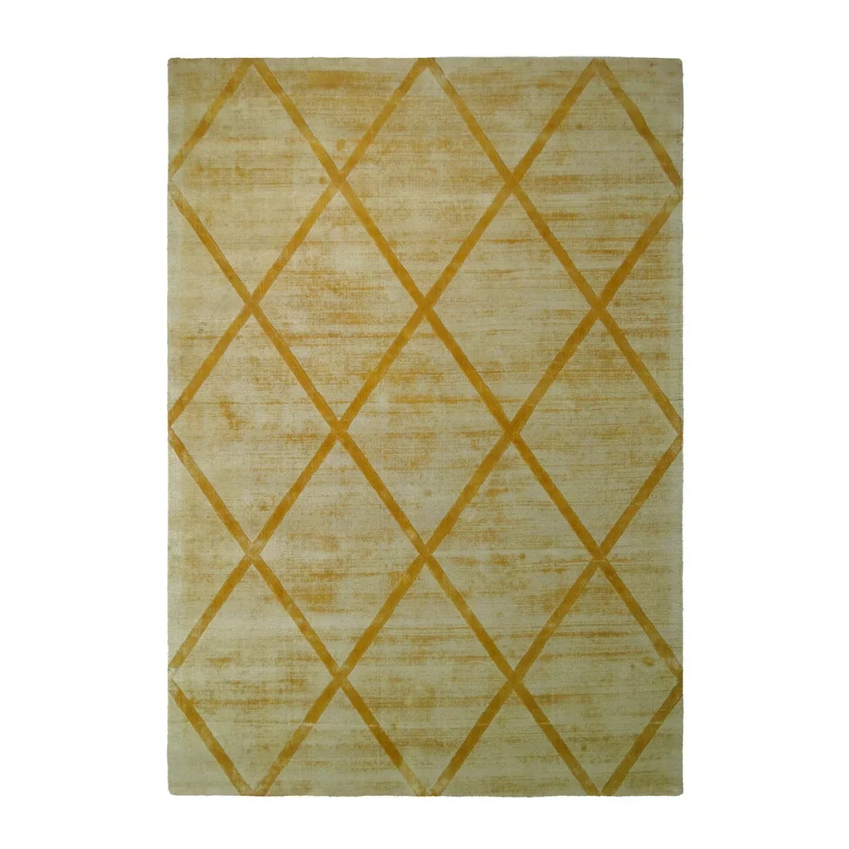 Tapis rectangulaire jaune doré avec motif losanges en relief 120x170 cm