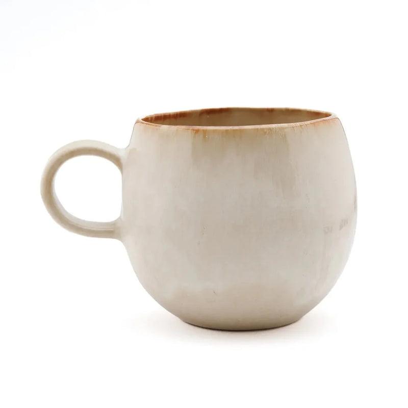 Tasses en céramique arrondies – Bicolores beiges – Lot de 6