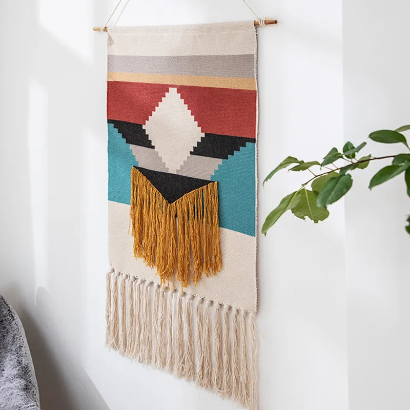 Tenture murale boho avec franges variante 1