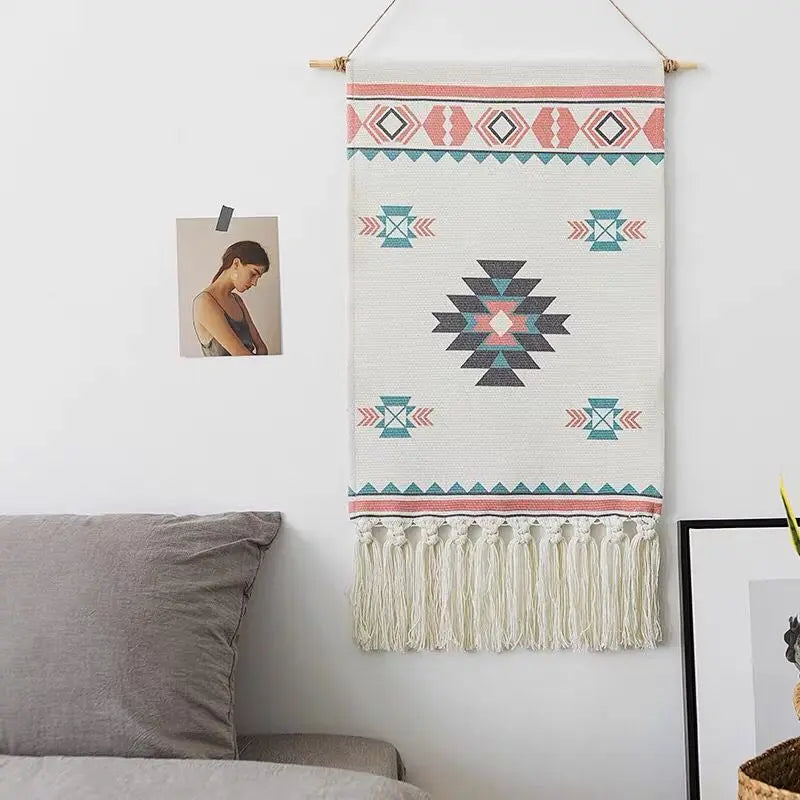 Tenture murale boho avec franges variante 12
