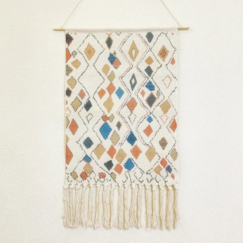 Tenture murale boho avec franges variante 14
