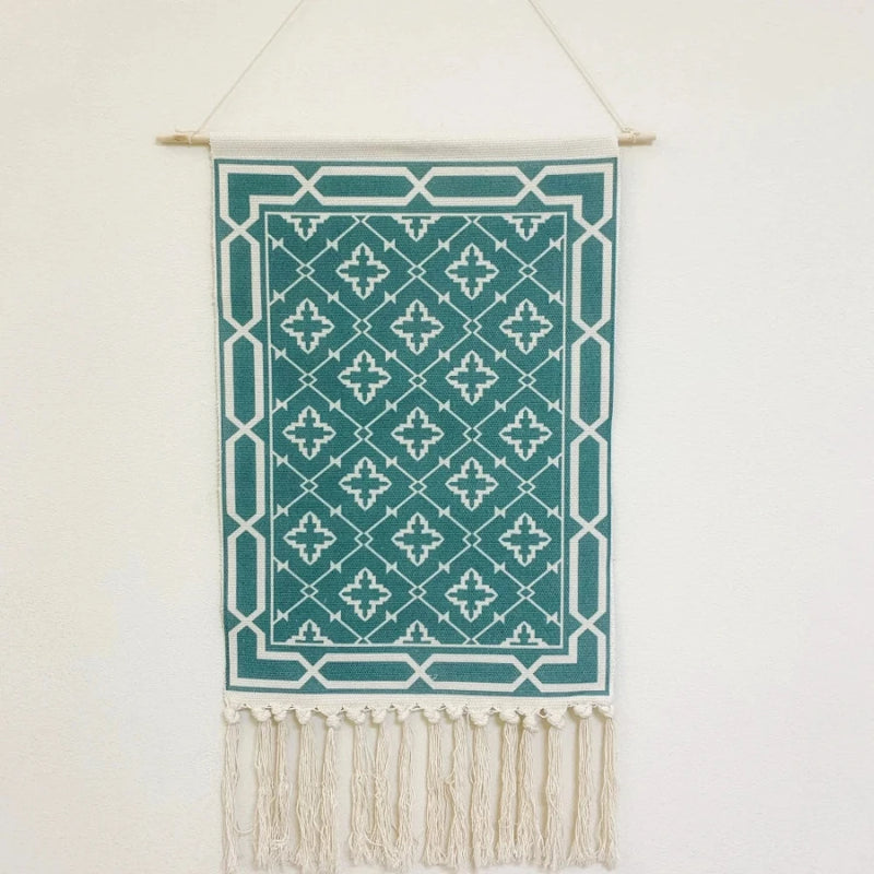 Tenture murale boho avec franges variante 15