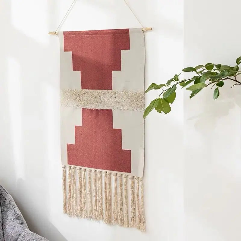 Tenture murale boho avec franges variante 17