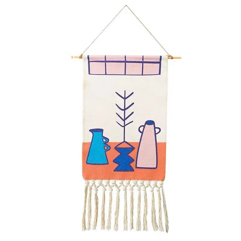 Tenture murale boho avec franges variante 18