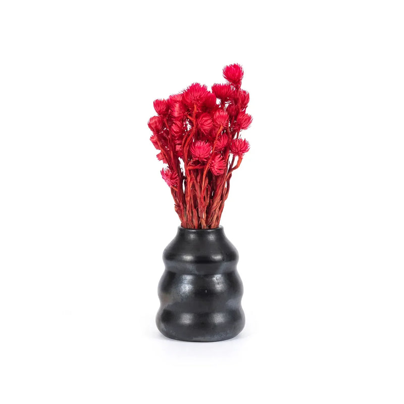 Vase en terre cuite noir fait main 13 cm x 6 cm