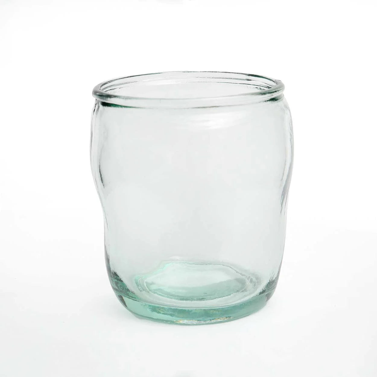 Verre cylindrique bleu en verre recyclé – H10,5 cm