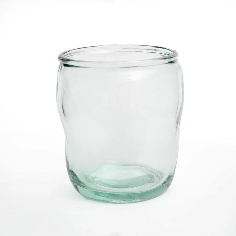 Verre cylindrique bleu en verre recyclé – H10,5 cm