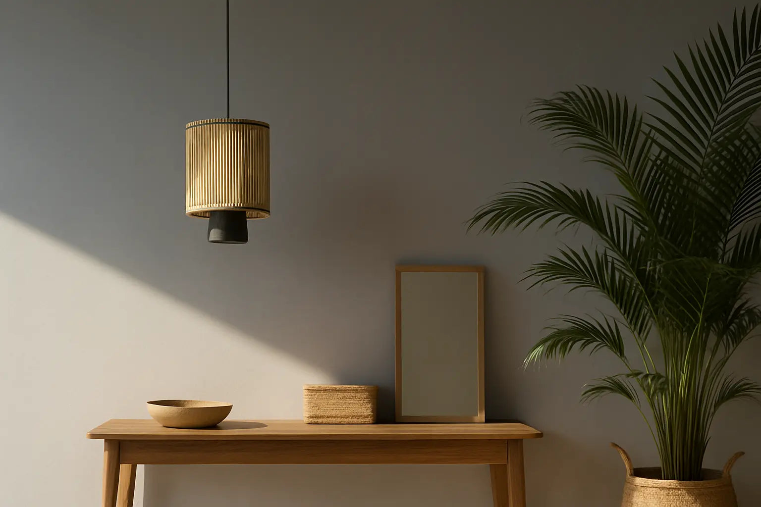 Entrée avec un luminaire suspendue