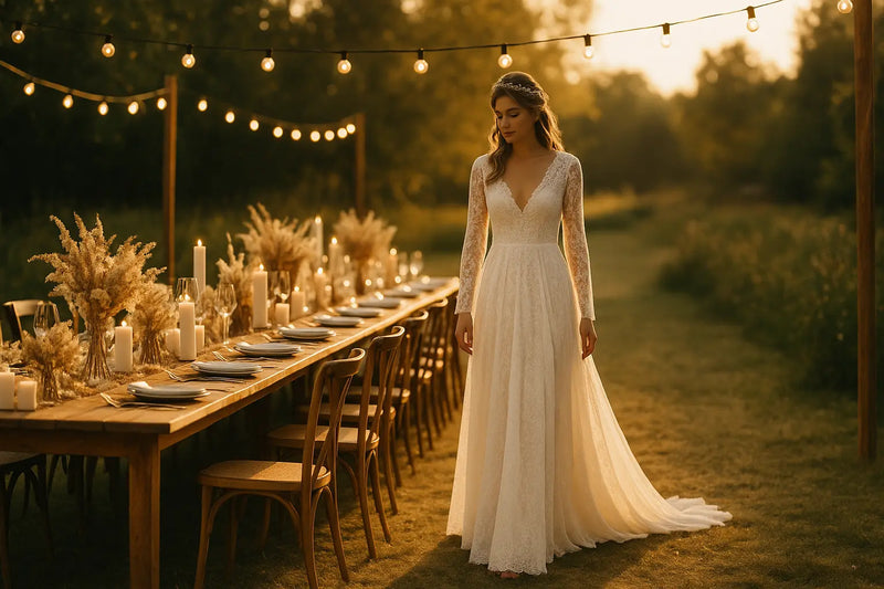 Le mariage bohème chic : quand la décoration et la robe ne font plus qu’un