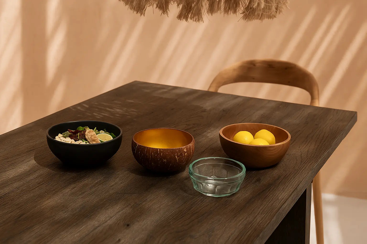 Quatre bols sur une table