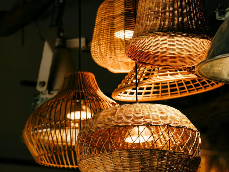Luminaire suspension rotin