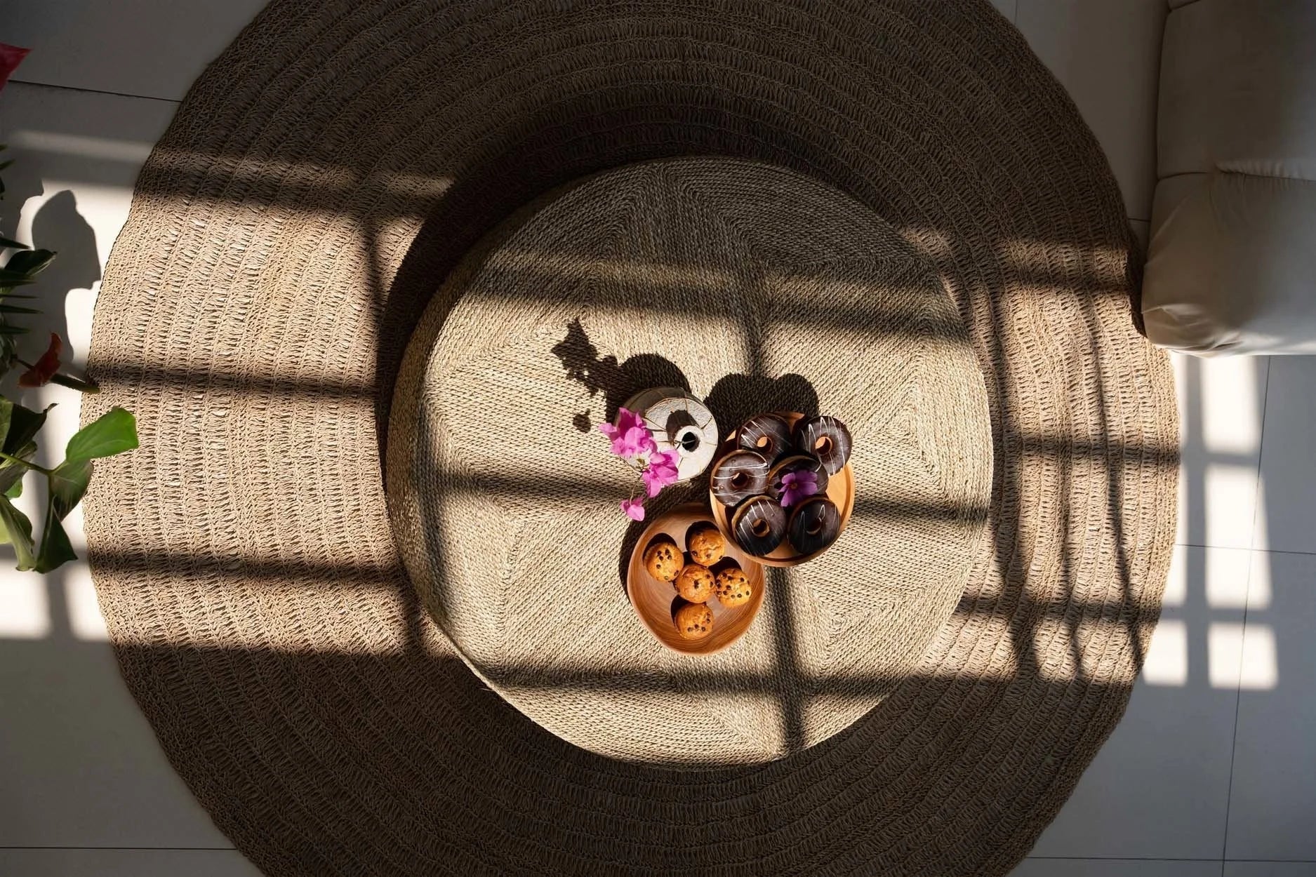 Tapis rond de salon en jute