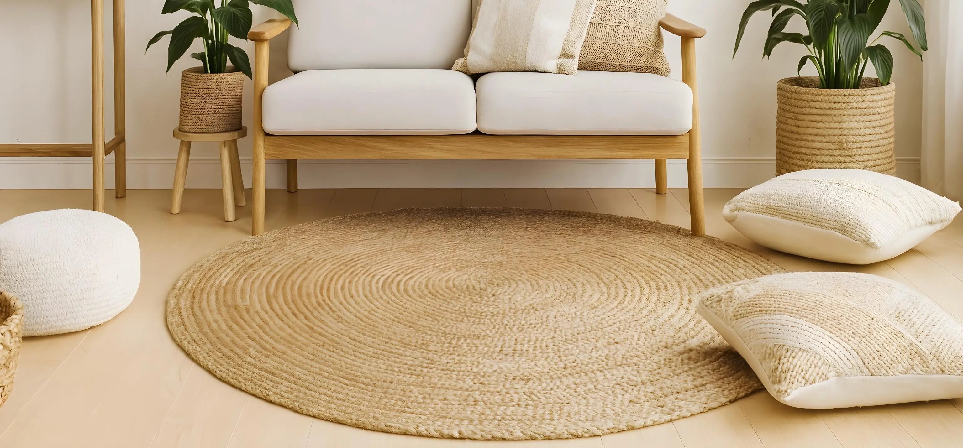 Tapis en jute rond naturel
