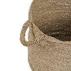 Panier de rangement rond en jonc de mer tressé naturel avec anses