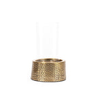 Photophore en métal doré motif croco avec verrine en verre transparent