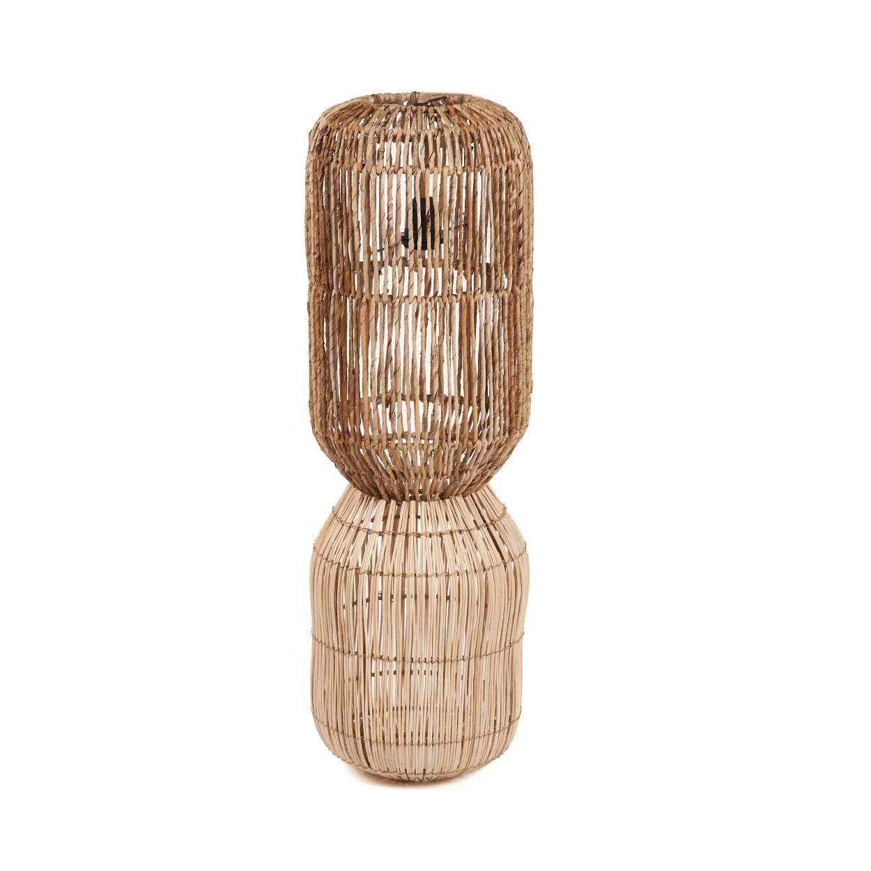Lampe à poser en fibres naturelles tressées forme sculpturale – H80 cm