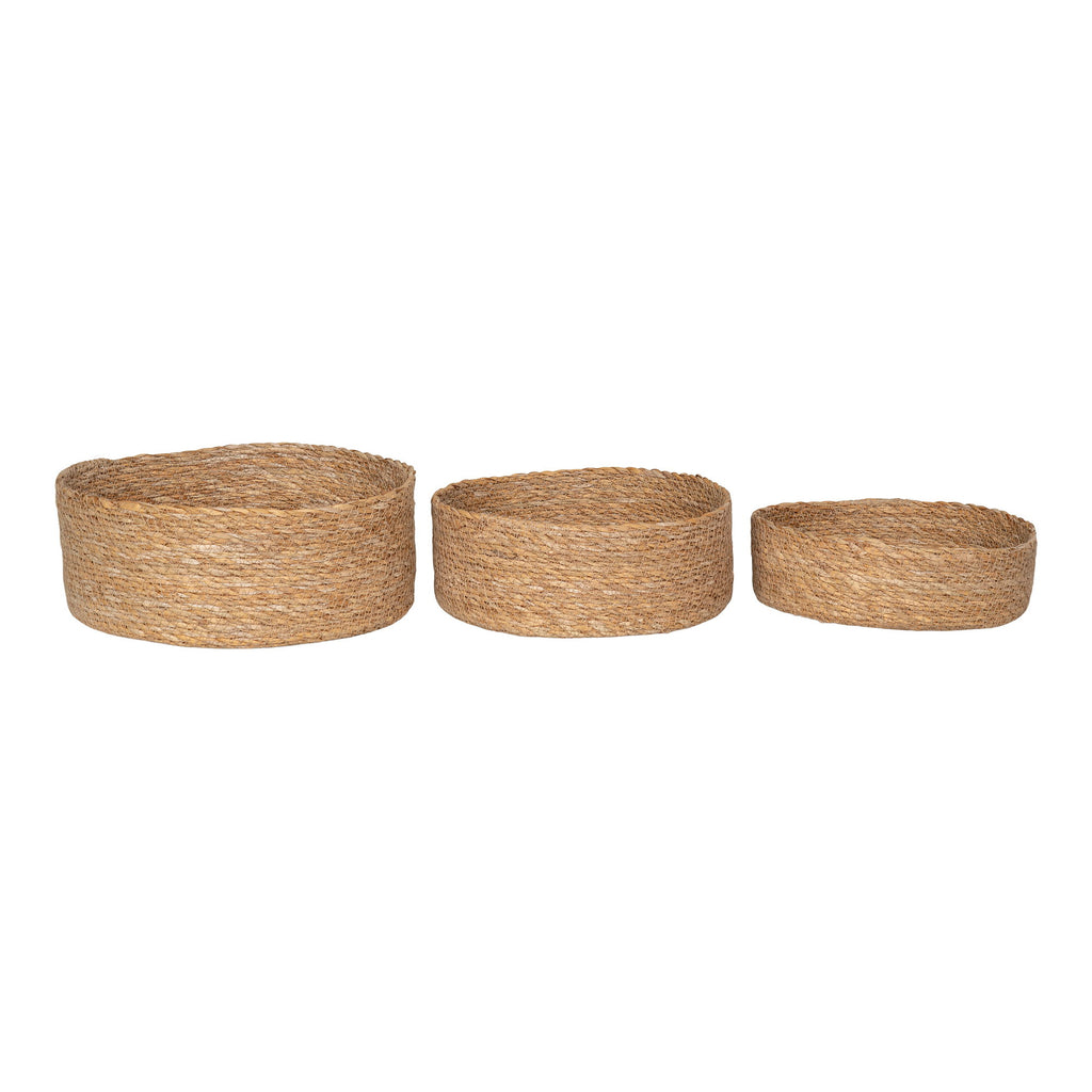 Corbeilles rondes en jonc de mer tressé couleur naturelle – Set de 3