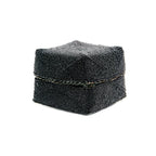 Boîte décorative perlée noire en bambou motifs chevrons avec couvercle