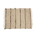 Set de table tissé en coton beige rayé avec franges – Set de 4