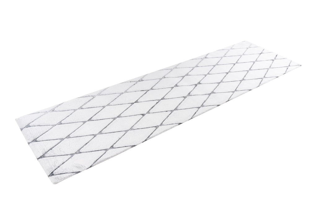 Tapis à motifs losanges blanc et gris en polyester doux