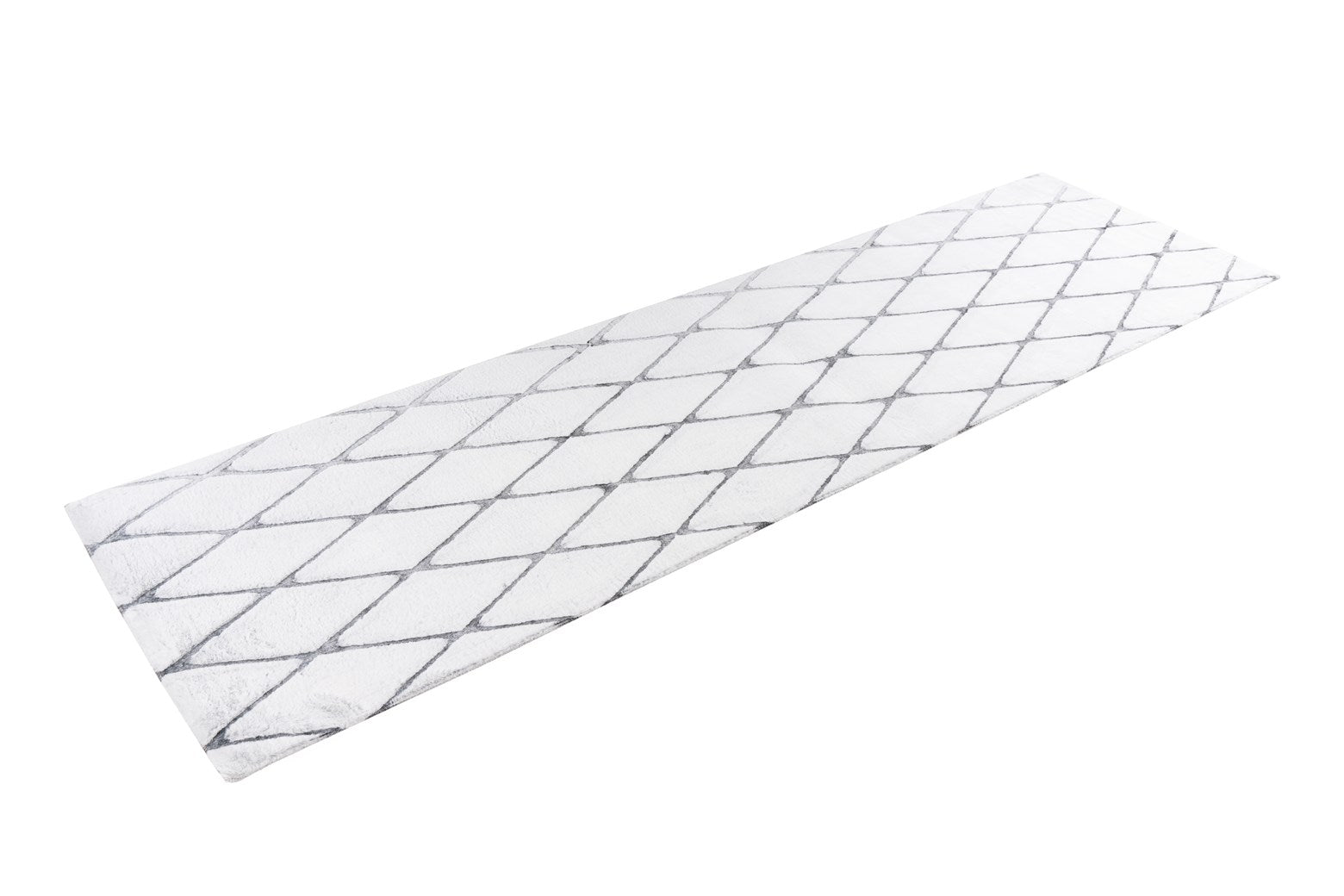Tapis à motifs losanges blanc et gris en polyester doux