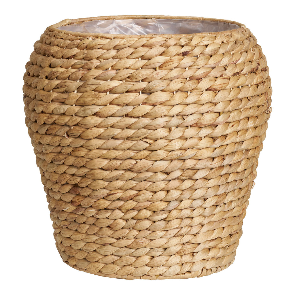 Cache-pot rond en jacinthe d’eau tressée beige miel – Ø34,5 cm
