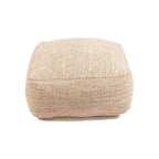 Pouf de sol carré en coton tissé beige sable coutures visibles – 60x60 cm