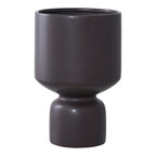 Cache-pot en céramique anthracite finition mate sur pied arrondi – H23 cm