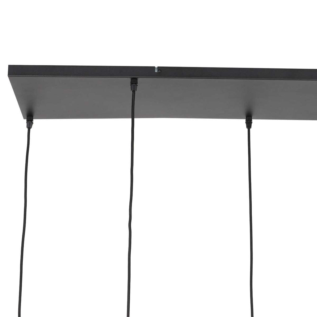 Suspension linéaire multiple en verre ambré et laiton 6 lampes décalés – 120x25 cm