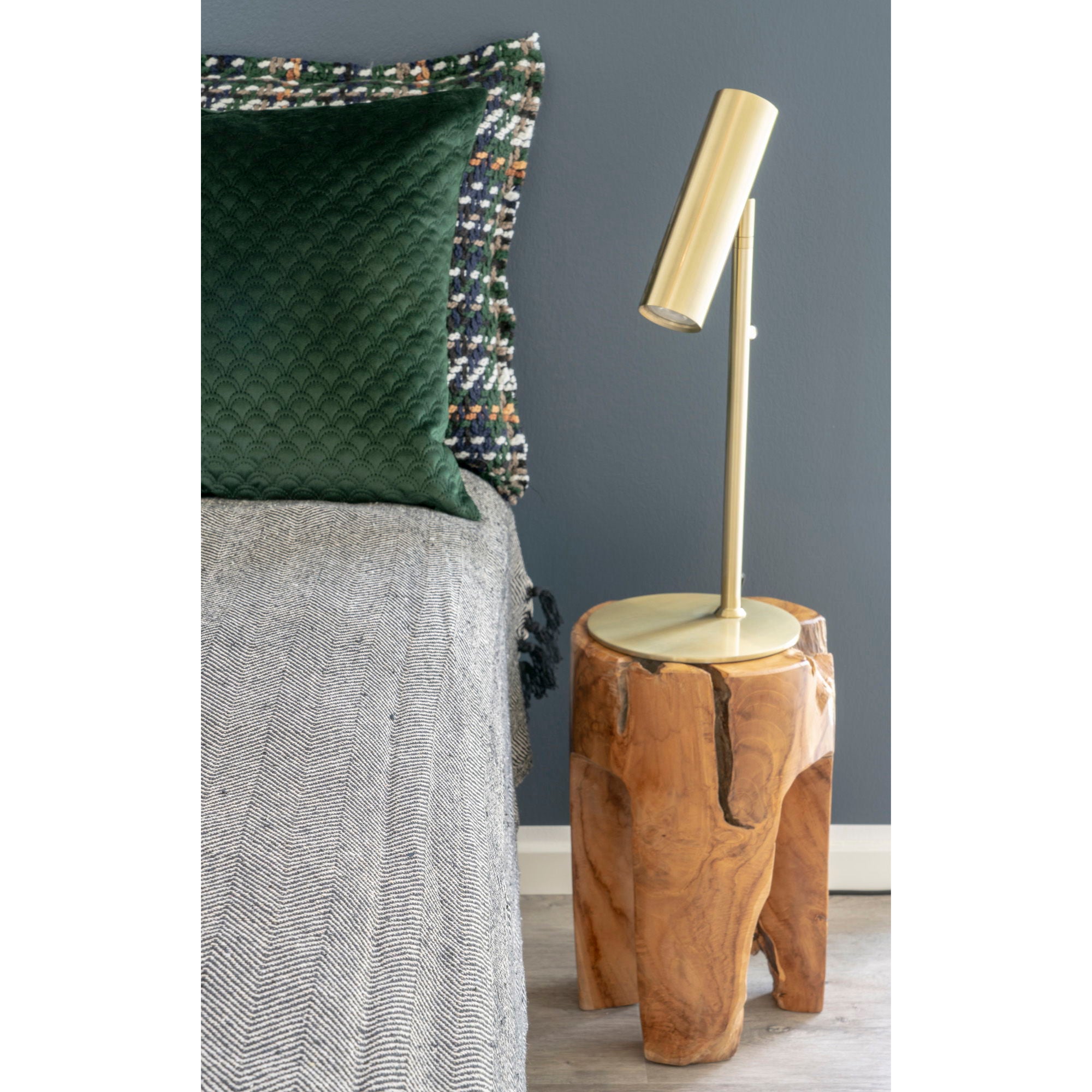 Tabouret en teck massif finition naturelle – Ø26x40 cm